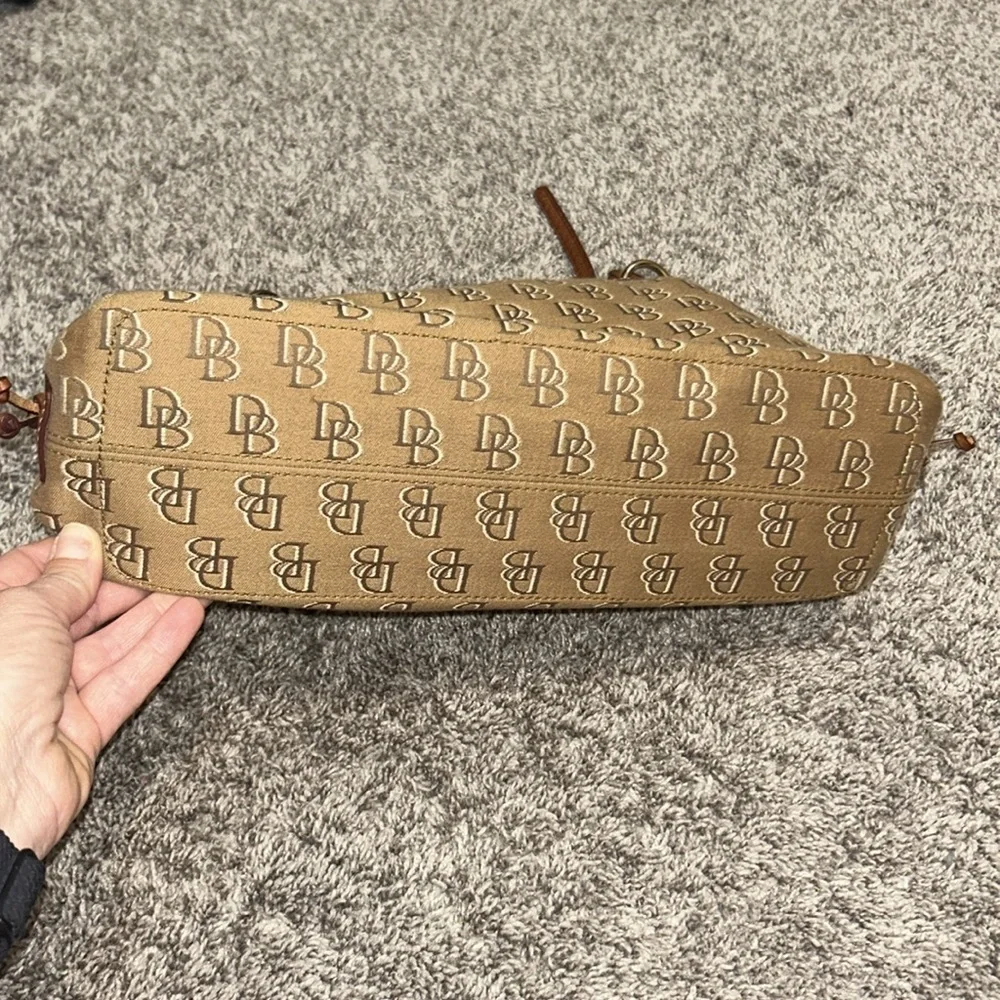 Dooney & Bourke Vintage Hobo Leather Canvas Signature Anniversary Shoulder Bag
